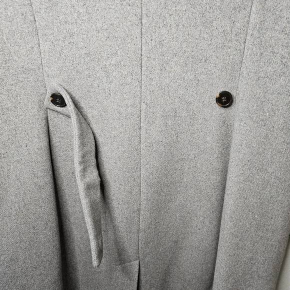 1 Madison Gray Wool Blend Tailored Long Coat Notched Collar Classic Chic XL - Picture 10 of 15